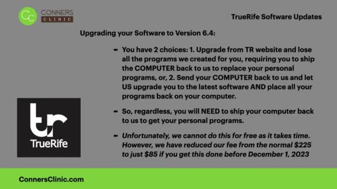 TrueRife (TR) Software Updates - Fall 2023